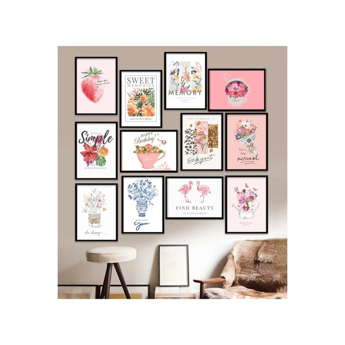 12 Parça Çerçeve Görünümlü Mdf Tablo Seti 15 x 20