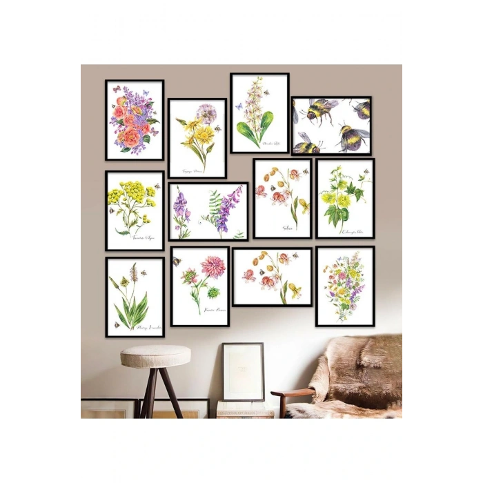 12 Parça Çerçeve Görünümlü Mdf Tablo Seti 15 x 20