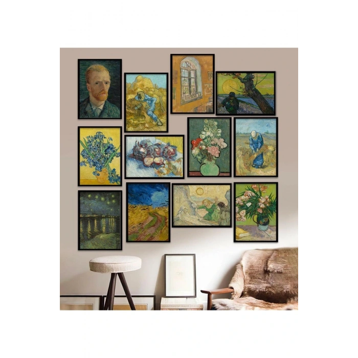 12 Parça Çerçeve Görünümlü Mdf Tablo Seti 15 x 20