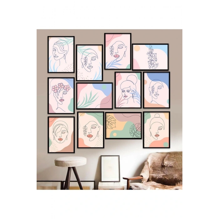 12 Parça Çerçeve Görünümlü Mdf Tablo Seti 15 x 20