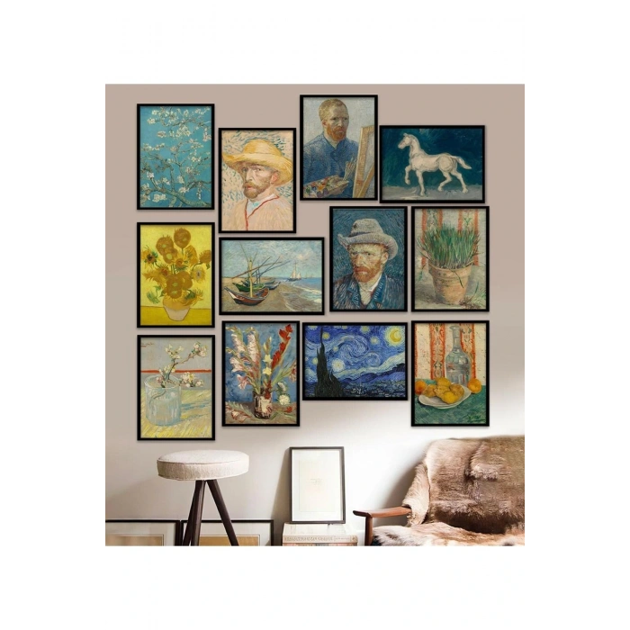 12 Parça Çerçeve Görünümlü Mdf Tablo Seti 15 x 20