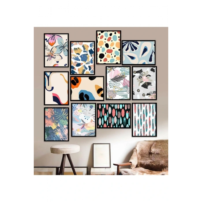 12 Parça Çerçeve Görünümlü Mdf Tablo Seti 15 x 20