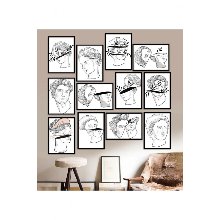 12 Parça Çerçeve Görünümlü Mdf Tablo Seti 15 x 20