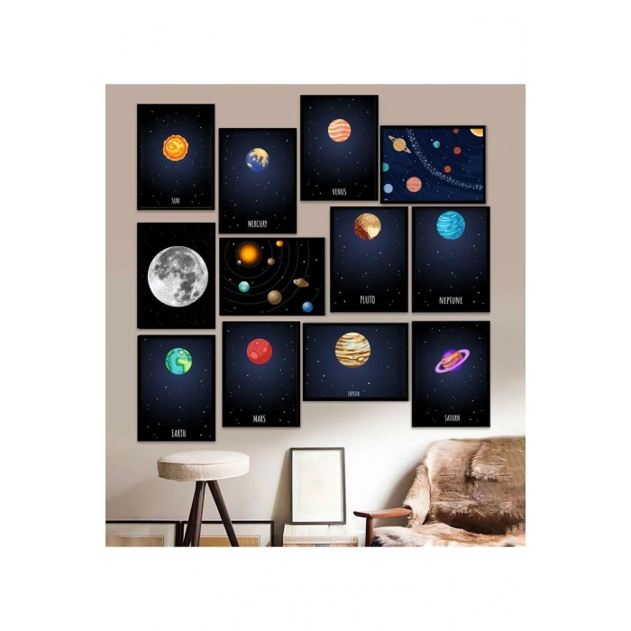 12 Parça Çerçeve Görünümlü Mdf Tablo Seti 15 x 20