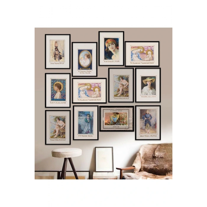 12 Parça Çerçeve Görünümlü Mdf Tablo Seti 15 x 20