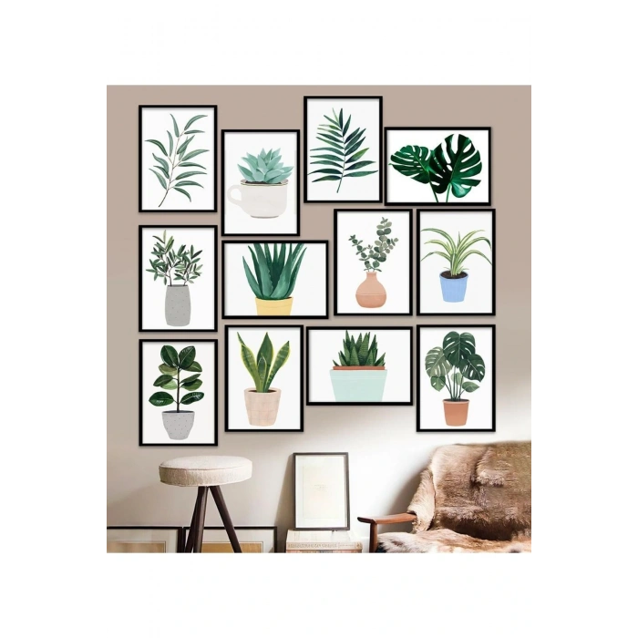 12 Parça Çerçeve Görünümlü Mdf Tablo Seti 15 x 20