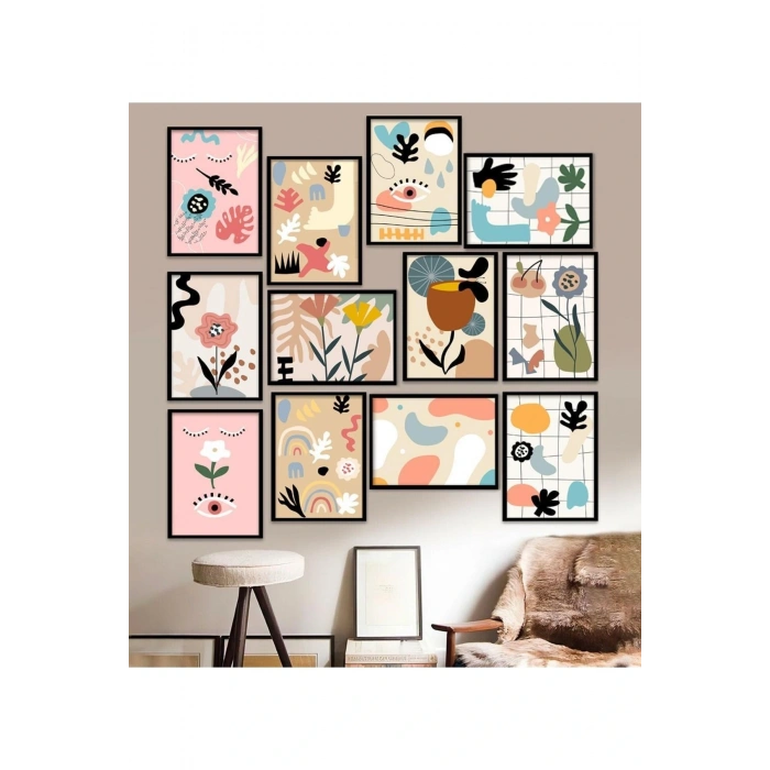 12 Parça Çerçeve Görünümlü Mdf Tablo Seti 15 x 20