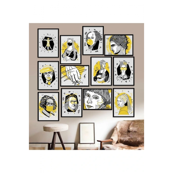 12 Parça Çerçeve Görünümlü Mdf Tablo Seti 15 x 20