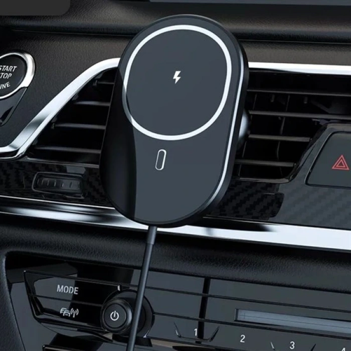 15w Mıknatıslı Takılabilen Hızlı Şarj Tüm Cihaz Ve Araçlara Uyumlu Araç İçi Şarj Cihazı (5365)