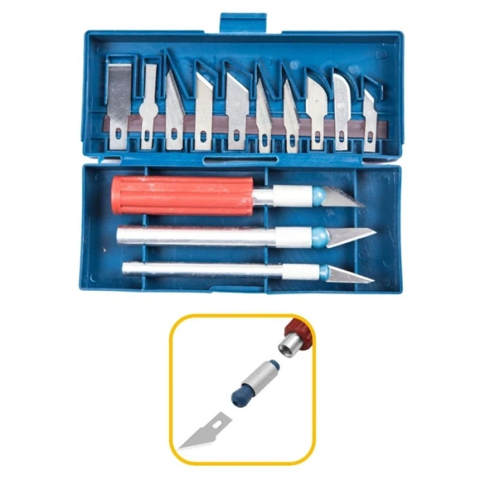 16 Parça Hobi Neşter Seti - 13 Maket Bıçağı - Gravür Seti