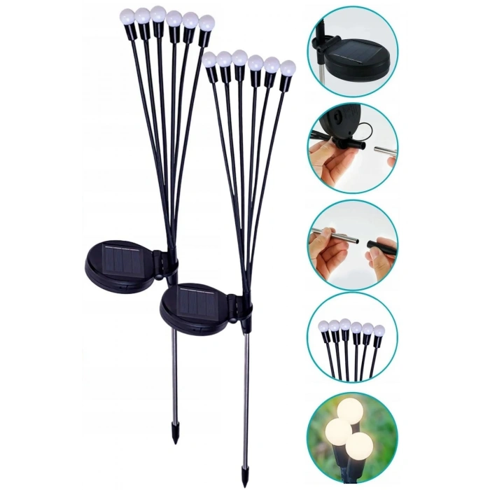 2 Adet Güneş Enerjili Plastik Bahçe Lambası – LED Dış Mekan Top Aydınlatma, Otomatik Açılıp Kapanan Solar Işık