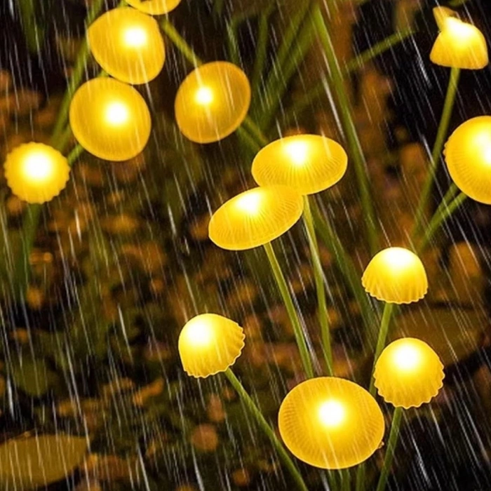 2 Adet Plastik Mantar Solar Bahçe Lambası – Güneş Enerjili LED Dış Mekan Aydınlatma, Otomatik Sensörlü Dekoratif Bahçe Işığı (5365)