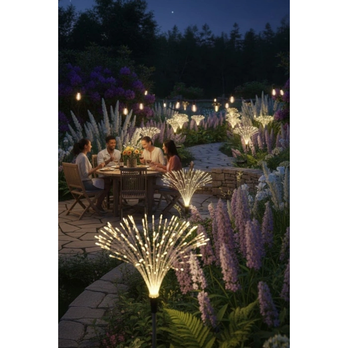 2 Adet Saçak Model Solar Bahçe Lambası – Güneş Enerjili LED Dış Mekan Aydınlatma, Otomatik Sensörlü Dekoratif Işık