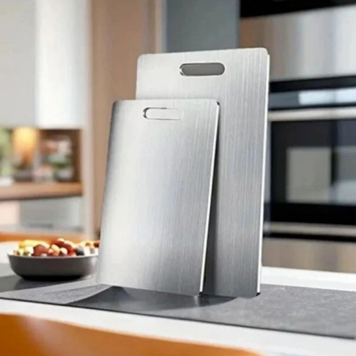 2 Size Stainless Steel Stain-Resistant, Shatterproof, Antibacterial, Hand and Dishwasher Safe Fruit, Vegetable, Meat, Chicken Chopping Board (5365)
