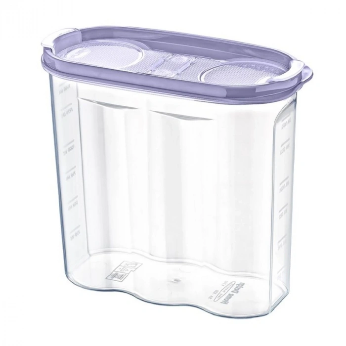 2 Kapaklı Ölçekli Erzak Kuru Gıda Saklama Kutusu Kabı - 1,7 Litre - SA935 (5365)