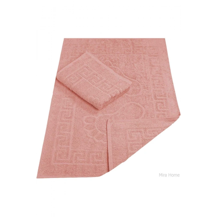 2 Piece Bath Foot Towel 100% Cotton 50X70 Cm Menesch Salmon