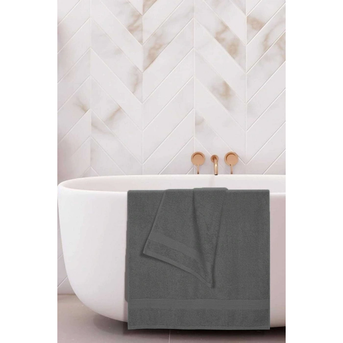 2 li Banyo Havlu Takımı %100 Pamuklu Dry Antrasit