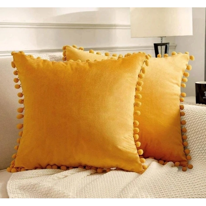 2li ponponlu kırlent kılıf seti 40 x 40