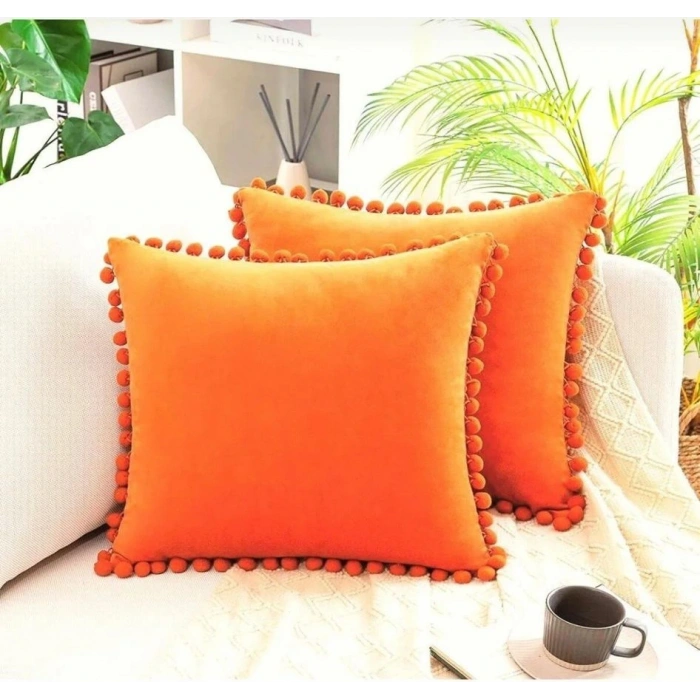 2li ponponlu kırlent kılıf seti 40 x 40