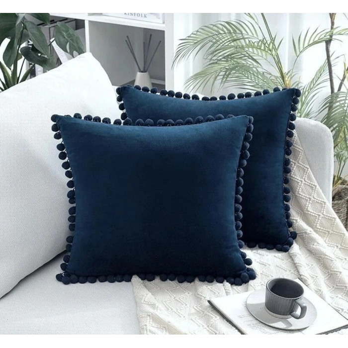 2li ponponlu kırlent kılıf seti 40 x 40