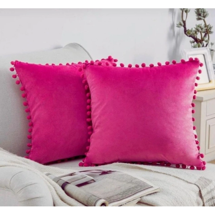 2li ponponlu kırlent kılıf seti 40 x 40