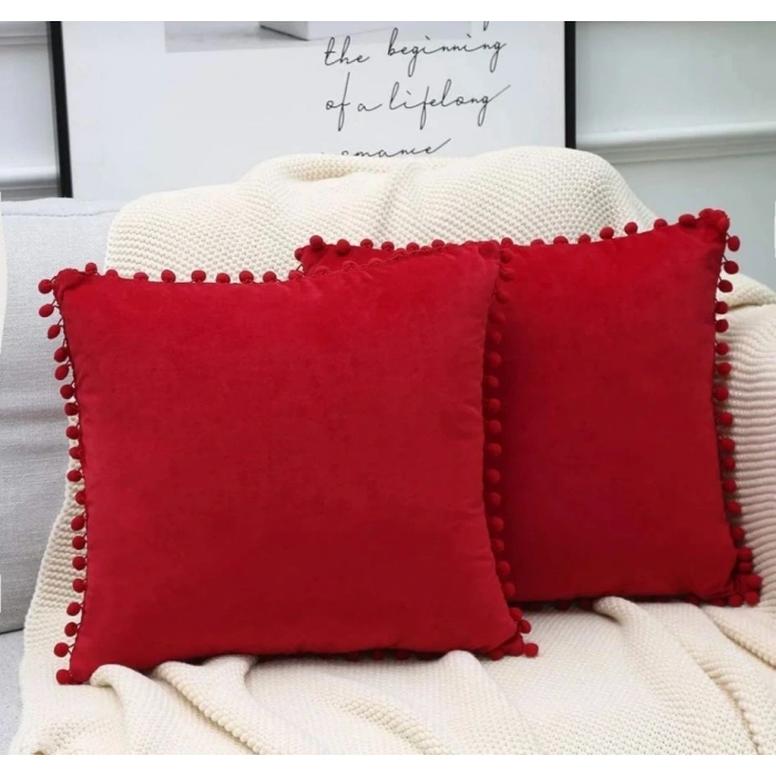 2li ponponlu kırlent kılıf seti 40x 40