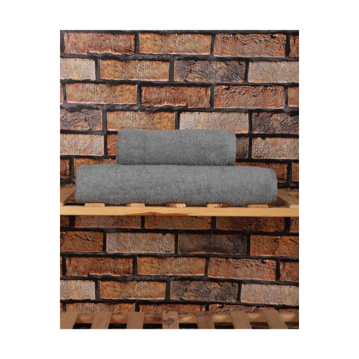 2 Parça %100 Pamuklu Soft Lüx Banyo Havlu Seti Gri