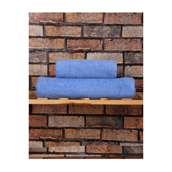 2 Parça %100 Pamuklu Soft Lüx Banyo Havlu Seti Mavi