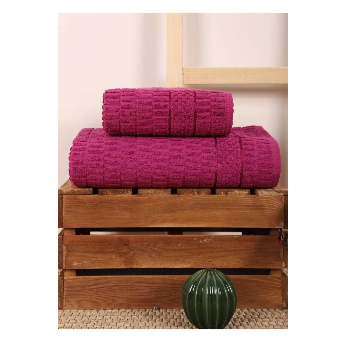 2 Piece Bathroom Towel Set 100% Cotton Stick Pattern Cherry