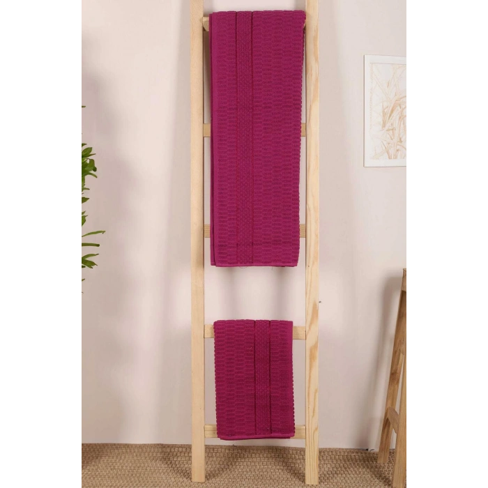 2 Piece Bathroom Towel Set 100% Cotton Stick Pattern Cherry