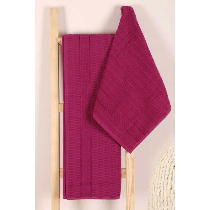 2 Piece Bathroom Towel Set 100% Cotton Stick Pattern Cherry