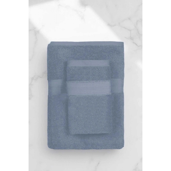 2 Parça Battal Lüks Premium Banyo Spa Havlu Takımı 90x160 Cm İndigo