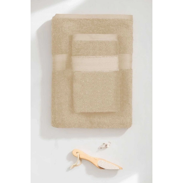 2 шт. комплект премиальных спа-банных полотенец 90x170 см бежевого цвета