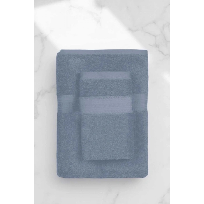 2 Parça Battal Lüks Premium Banyo Spa Havlu Takımı 90x170 Cm İndigo