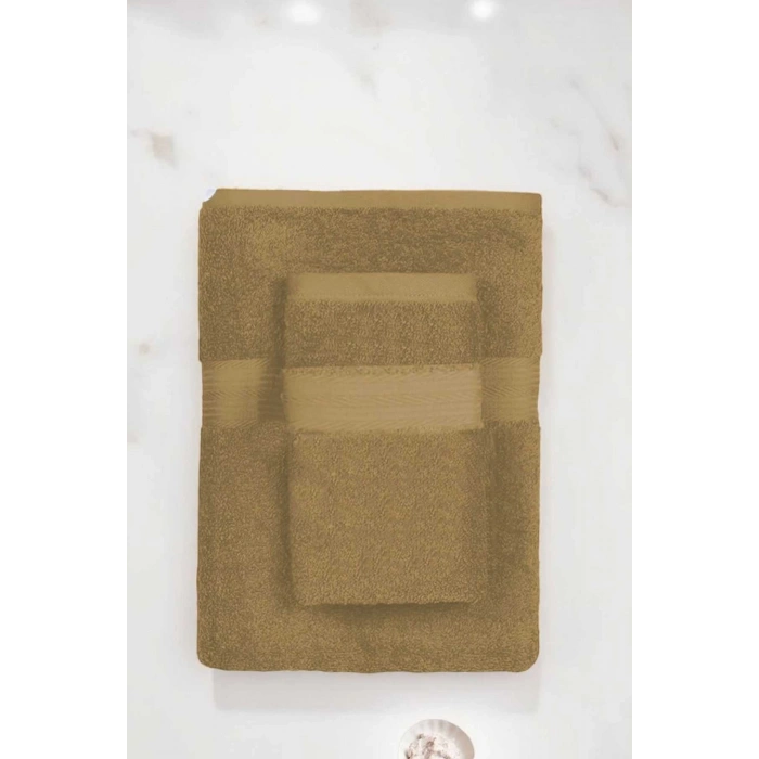 2 Piece Battal Luxury Premium Bath Spa Towel Set 90x170 Cm Brown