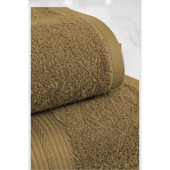 2 Piece Battal Luxury Premium Bath Spa Towel Set 90x170 Cm Brown