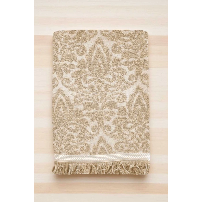 2 Piece Jacquard Bath Towel Set 100% Cotton 90x150 Cm Arden Beige