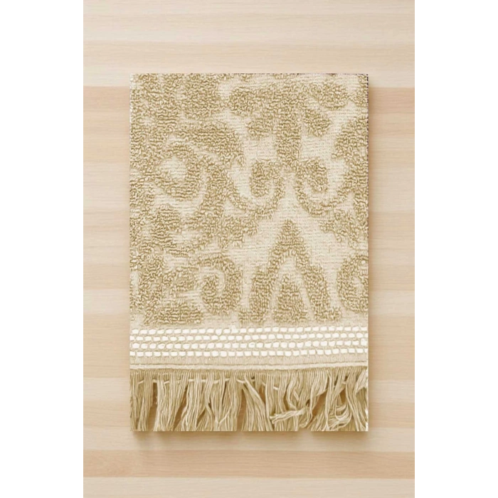 2 Piece Jacquard Bath Towel Set 100% Cotton 90x150 Cm Arden Beige