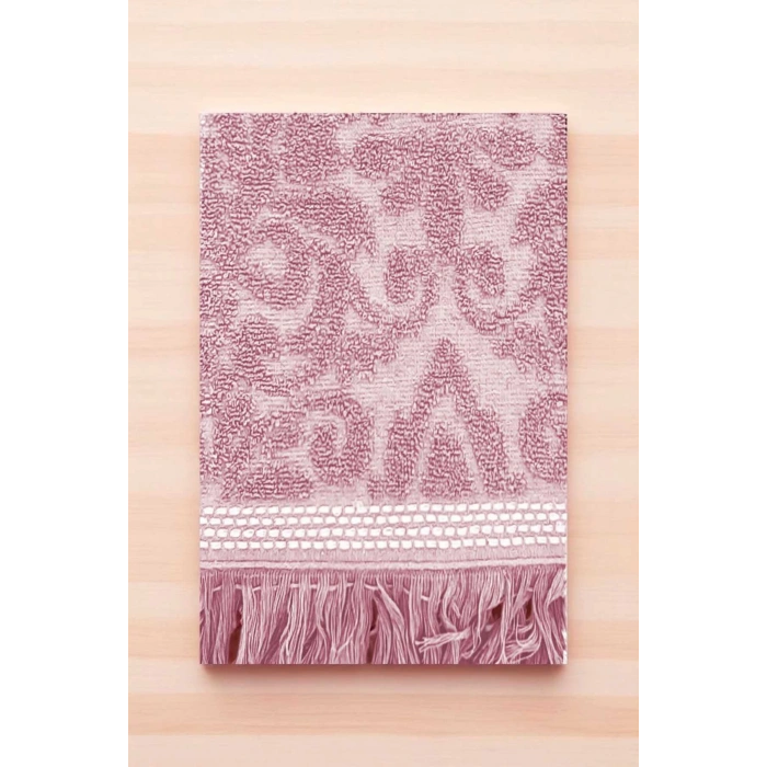 2 Parça Jakarlı Banyo Havlu Takımı %100 Pamuklu 90x150 Cm Arden Pembe