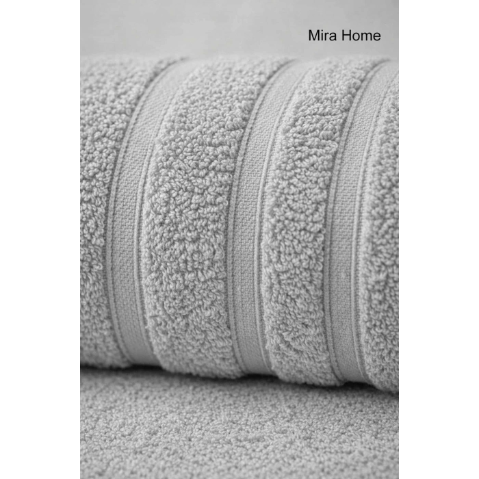 2 Parça Pamuklu Banyo Havlu Seti Ayla Gri