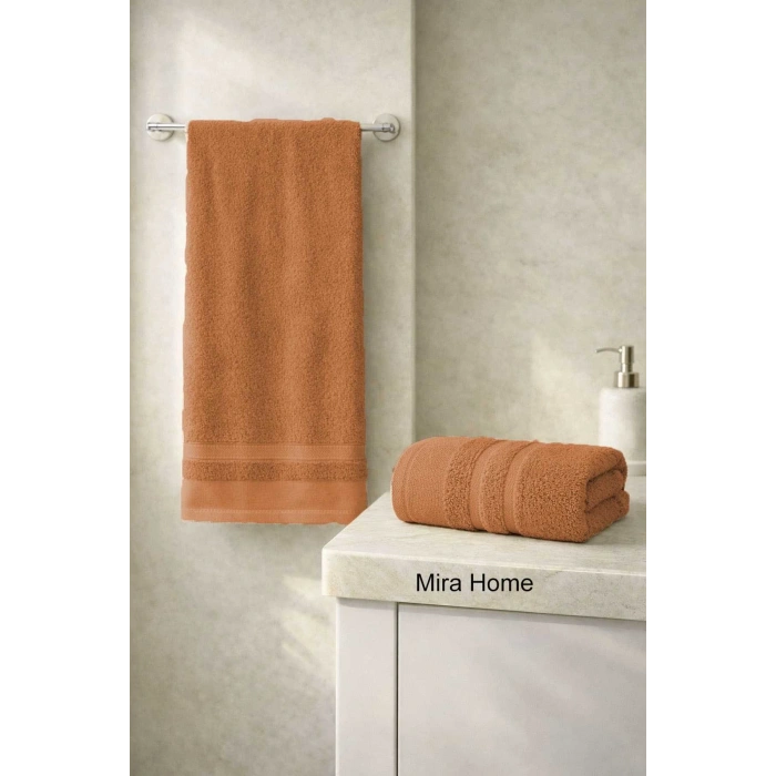 2 Parça Pamuklu Banyo Havlu Seti Ayla Kiremit