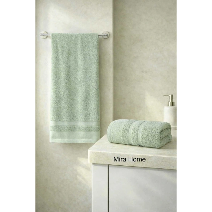 2 Parça Pamuklu Banyo Havlu Seti Ayla Yeşil