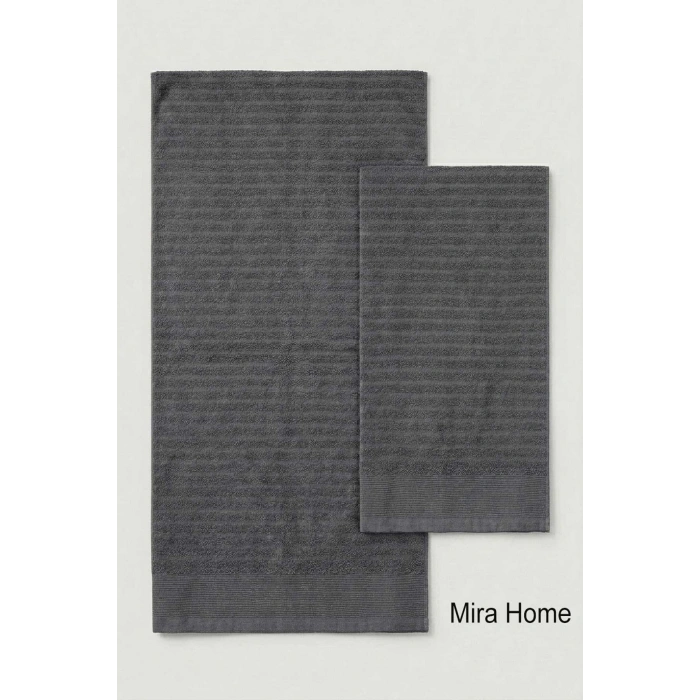 2 Parça Pamuklu Banyo ve El Yüz Havlu Seti  Şeyda Antrasit