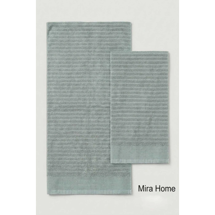 2 Parça Pamuklu Banyo ve El Yüz Havlu Seti Şeyda Yeşil