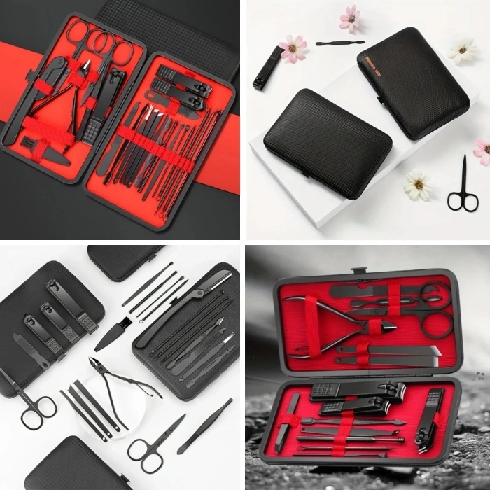 24 Parça Kendiliğinden Deri Çantalı Seyahat Tipi Manikür Pedikür Seti (5365)
