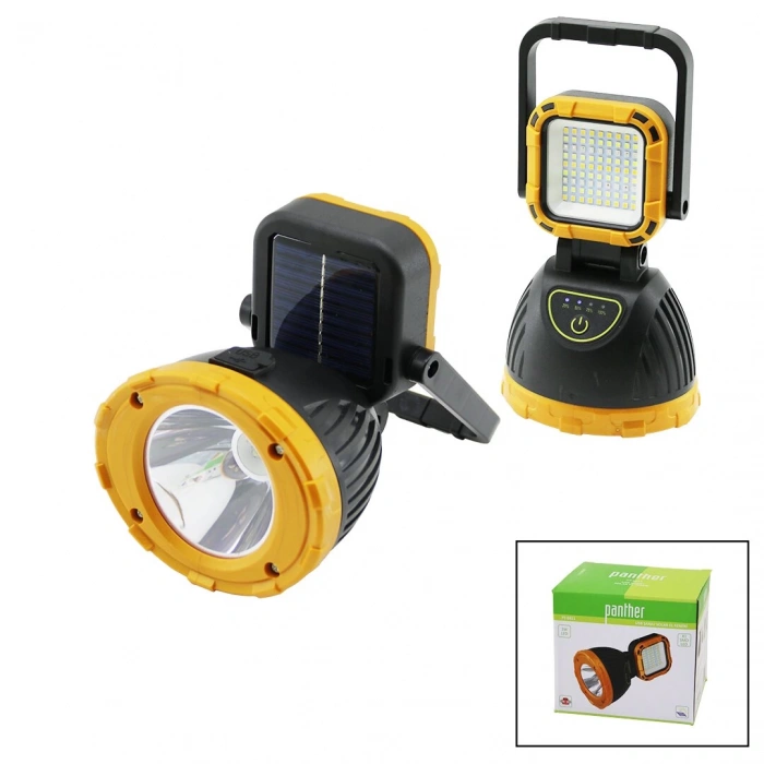 2İN 13W+81SMD LEDSOLAR - USB ŞARJLIEL FENERİ POWERBANK 180° AYAR FLAŞÖR 1200LM IŞIK AYARI PT-8411 (5365)