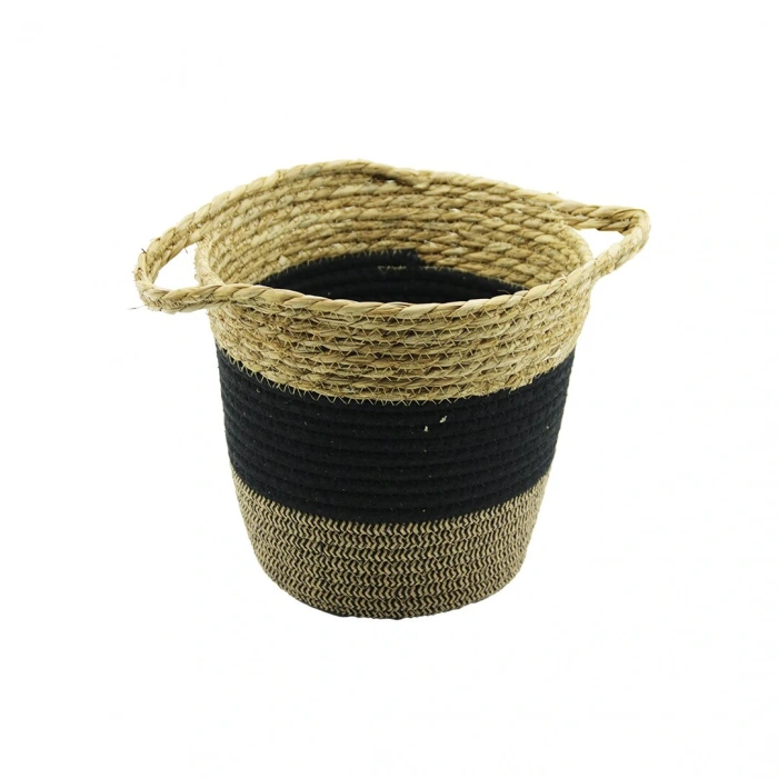 2IN1=İP ÖRGÜLÜ - HASIRÇİFT KULPLU SEPET - ORGANİZER Ç-TABAN:17CM--AĞIZ:24CM - Y: 22CM (5365)