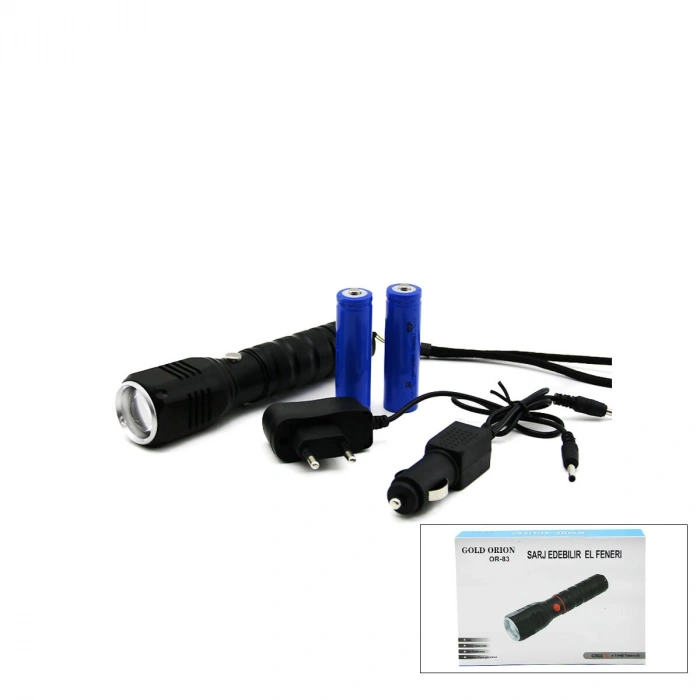 2IN1 ZOOMLU EL FENERİ - COB LED FİŞ - ÇAKMAK ŞARJLI METAL KASA 17CM 3000 LUMEN (5365)