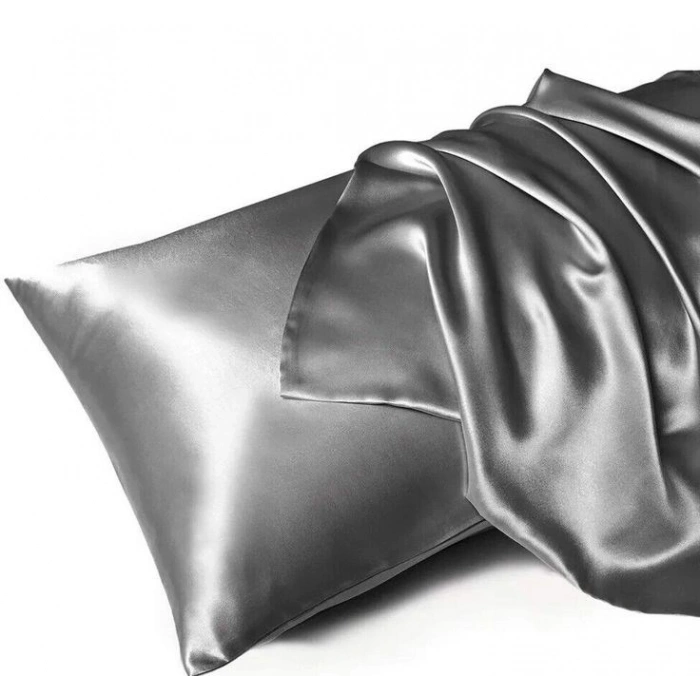 2-Pack Silk Textured Satin Pillowcase 50x70 – Dark Gray – Microsatin, Hair and Skin Friendly