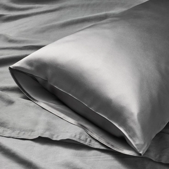 2-Pack Silk Textured Satin Pillowcase 50x70 – Dark Gray – Microsatin, Hair and Skin Friendly